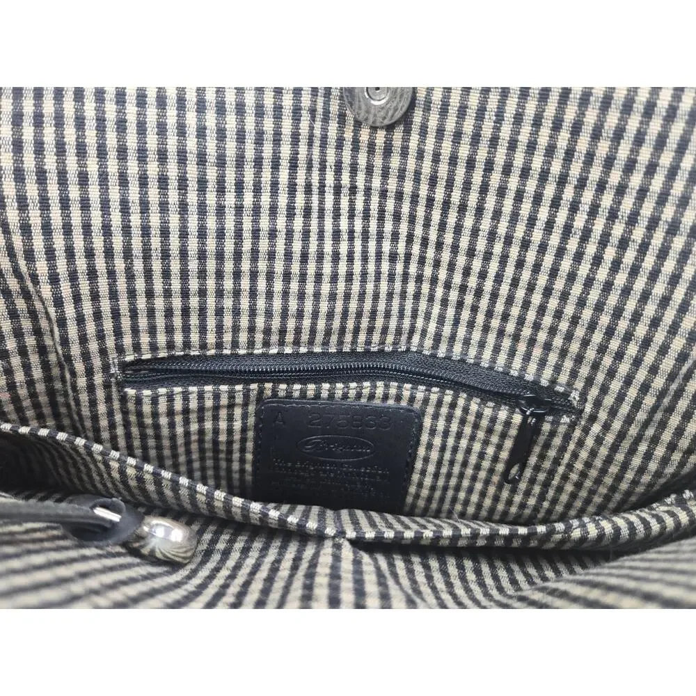 Brighton Two Tone Brown Black Leather Hobo Style Shoulder Bag Purse